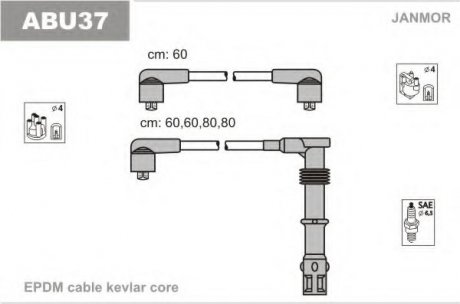 Провід в/в (каучук Kevlar) VW Passat 1.8/2.0 16V -96 Janmor abu37