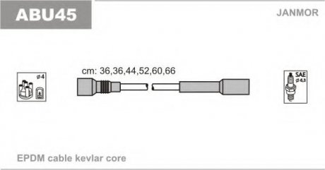 Провода в/в Audi 80/100/A4/A6/A8 2.4/2.4Q/2.6/2.6Q/2.8 Audi 100, 80, A8, A4, A6 Janmor abu45