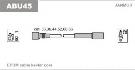 Провід В/В Audi 80/100/A4/A6/A8 2.4/2.4Q/2.6/2.6Q/2.8 Audi 100, 80, A8, A4, A6 Janmor abu45