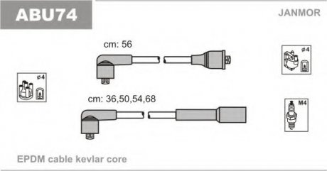 Комплект дротів в/в (каучук) Skoda Octavia 1.6 96-04 Janmor abu74