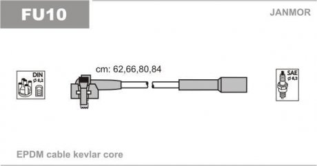 Комплект проводів запалювання Ford Escort, Fiesta, Orion 1.1, 1.3 89- Ford Escort, Sierra, Fiesta, Orion Janmor fu10