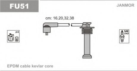 Провода В/В Ford Focus 1.4/1.6 04- Ford C-Max, Fiesta, Mondeo, Focus, Fusion, Mazda 2, Volvo S40, V50, C30 Janmor fu51