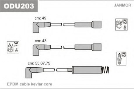 Купить Провода в/в Opel 1,3-1,6 Opel Corsa, Kadett, Ascona, Vectra, Astra Janmor odu203 (фото1) подбор по VIN коду, цена 744 грн.