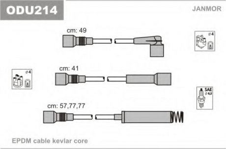 Комплект дротів в/н Opel Astra F 1.8-2.0 91-98 Janmor odu214