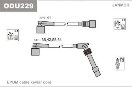 Провід В/В Opel 1.4 Astra/ Corsa/Vectra Opel Astra, Corsa, Omega, Combo Janmor odu229