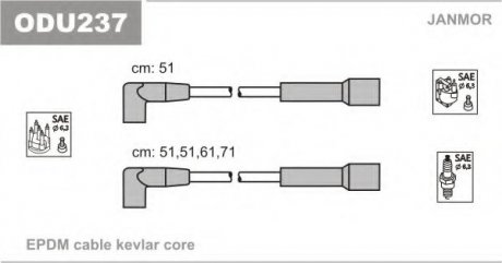 Провода Oреl 1,3 без метал накіннеч. Opel Kadett, Ascona Janmor odu237
