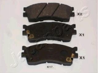 KIA Тормозные колодки Carens,Clarus 1,8i 16V/2,0i 16V KIA Clarus, Rio, Carens, Shuma, Cerato JAPANPARTS pa-k17af