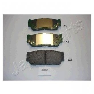 Купити KIA Гальмівні колодки задні.SsangYong Kyron,Sorento 02- SsangYong Kyron, KIA Sorento, SsangYong Rexton, Actyon JAPANPARTS pp-s02af (фото1) підбір по VIN коду, ціна 773 грн.