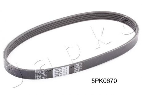 Купить Ремень поликлиновый JAPKO 5PK670 (фото1) подбор по VIN коду, цена 222 грн.