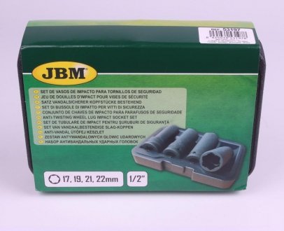 Купить Набір головок ударних (антивандальних) (17/19/21/22mm) JBM 53197 (фото1) подбор по VIN коду, цена 1462 грн.