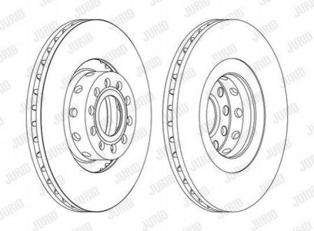 Диск гальмівний передній.)(323*30) AUDI A8 2.8 3.0 3.7 4.2 / 3.0TDI 2.5TDI1997- Audi A8 Jurid 562175JC-1