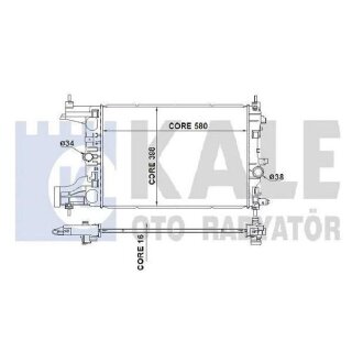 Радиатор охлаждения Chevrolet Cruze 1.6, 1.8 (09-), Orlando (10-) 1.8i, Astra J (10-) 1.4i, 1.6i, 1.8i МКПП KALE OTO RADYATOR 349200