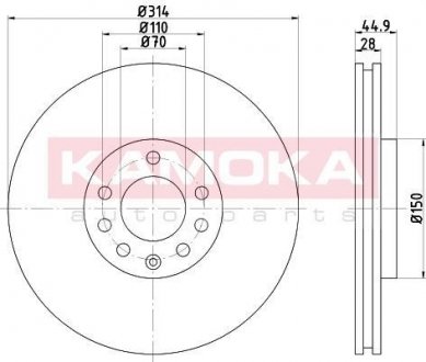 Купити Гальмівні диски SAAB 9-3, Opel Vectra KAMOKA 1031125 (фото1) підбір по VIN коду, ціна 2063 грн.