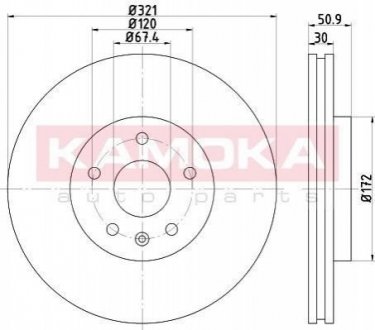 Гальмівні диски SAAB 9-5, Opel Insignia, Chevrolet Malibu KAMOKA 103127