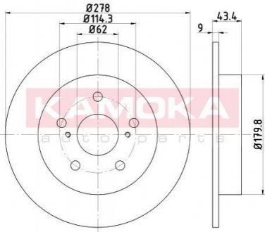 Купити Гальмівні диски Suzuki SX4 KAMOKA 103154 (фото1) підбір по VIN коду, ціна 1224 грн.