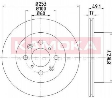 Тормозные диски Peugeot 308, 3008 KAMOKA 103204