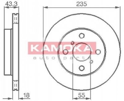 Купити Гальмівні диски Toyota Yaris KAMOKA 1032168 (фото1) підбір по VIN коду, ціна 951 грн.