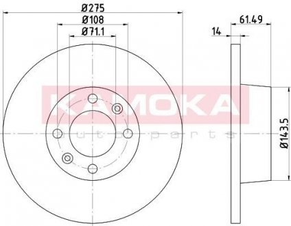 Гальмівний диск Citroen C5 KAMOKA 1032314