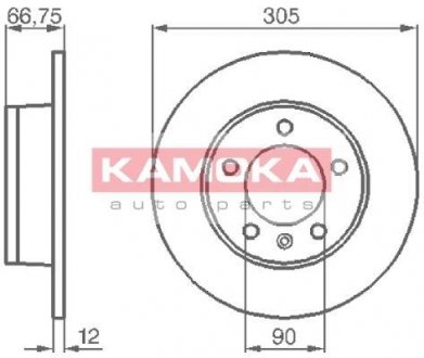 Тормозные диски невентилированные, задние KAMOKA 1032544