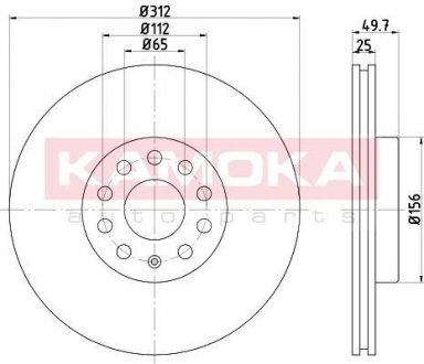 Тормозные диски VW Caddy III 04- KAMOKA 1032610