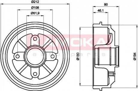 Тормозные барабаны Peugeot 206 KAMOKA 104022