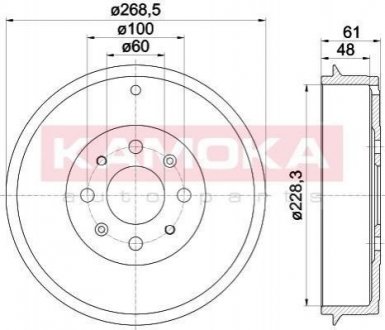 Тормозные барабаны Opel Corsa, Fiat Grande Punto, Punto, 500 KAMOKA 104060