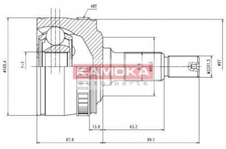 К-т шарнирный приводного вала KAMOKA 7046