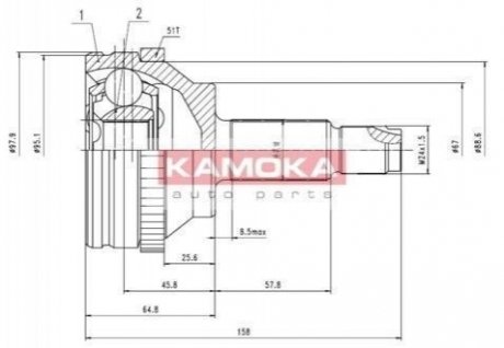 К-т шарнірний привідного валу KAMOKA 7088