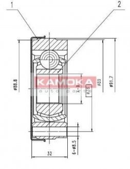 Купить К-т шарнирный приводного вала Volkswagen Polo, Golf, Jetta, Scirocco, Vento, Seat Ibiza, Cordoba, Volkswagen Caddy KAMOKA 8010 (фото1) подбор по VIN коду, цена 957 грн.