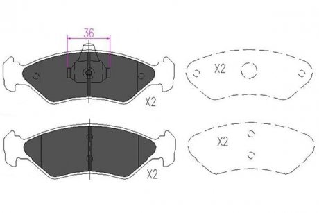 FORD Гальмівні колодки передн. Fiesta IV,V,фургон 95-,Mazda 121 Ford Fiesta, KA, Escort KAVO PARTS kbp-4533