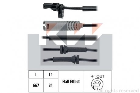 Датчик ABS BMW E91, E90, E82, E92, E93, E81, E88, E87 KW 460 076