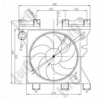 Вентилятор радиатора BERLINGO/PARTNER 1.1-2.0 96-15 (335мм)) Citroen Berlingo, Xsara, Peugeot Partner LORO 009-014-0010