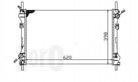 Радиатор охлаждения двигателя Transit 2.4 D 00-06 Ford Transit LORO 017-017-0033