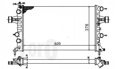 Радіатор охолодження двигуна Astra G 2.5-2.6 98>04 (MT/AT +AC) Opel Astra LORO 037-017-0041