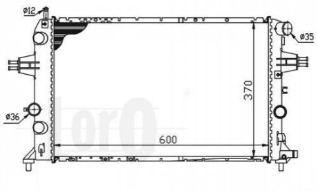 Купити Радіатор охолодження двигуна ASTRA G/ZAFIRA A 1.7 TD 98- Opel Astra LORO 037-017-0049 (фото1) підбір по VIN коду, ціна 2677 грн.