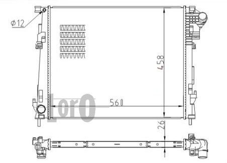 Купить Радиатор охлаждения Renault Trafic, Opel Vivaro, Nissan Primastar LORO 0370170089 (фото1) подбор по VIN коду, цена 3010 грн.