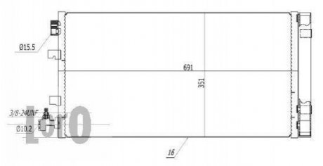 Радиатор кондиционера с осушителем Renault Megane, Scenic, Grand Scenic, Fluence LORO 0420160034