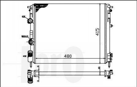 Радіатор охолодження двигуна Kangoo/Logan 1.4-2.0 16V/1.9D 97- Renault Kangoo, Clio LORO 042-017-0006