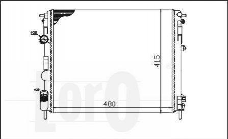 Радіатор охолодження двигуна Kangoo/Logan 1.4-1.6/1.5dCi 97- Renault Kangoo, Clio, Dacia Logan, Renault Logan LORO 042-017-0037