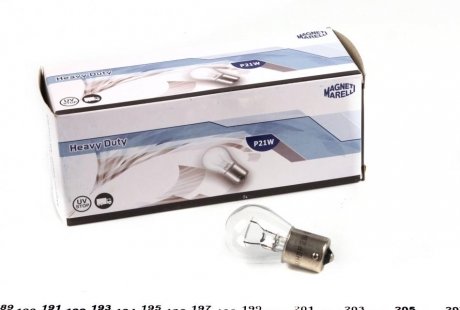 Купить Автомобильная лампа P21W 24V 21W BA15s Heavy Duty (P21W 24V HD) MAGNETI MARELLI 008561100000 (фото1) подбор по VIN коду, цена 23 грн.