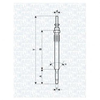 Свічка розжарювання Opel Vectra, Astra, Omega, SAAB 9-3, Opel Frontera, Zafira, BMW E38, SAAB 9-5 MAGNETI MARELLI 062900009304