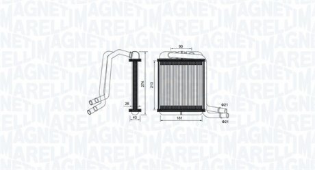 VW Радиатор отопления Multivan,T5 03- MAGNETI MARELLI 350218458000