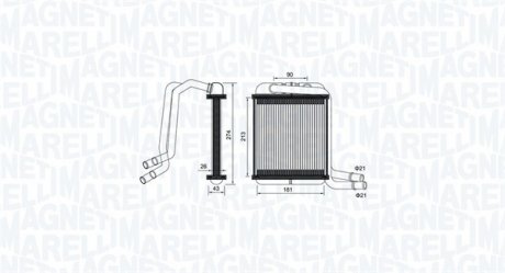 VW Радіатор опалення Multivan,T5 03- MAGNETI MARELLI 350218458000