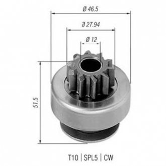 Бендикс стартера Ford Focus 1.8 TDCi 98-04 Audi A3, Skoda Octavia, Volkswagen Golf, Bora, Seat Toledo, Leon, Mercedes W169 MAGNETI MARELLI 940113020424