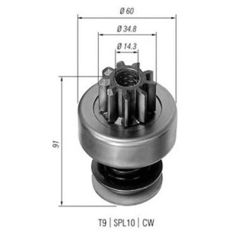 Купить Бендикс (z=9) DB SCANIA RENAULT KHD CLAAS STEYR [940113020102] MAGNETI MARELLI amb0102 (фото1) подбор по VIN коду, цена 581 грн.