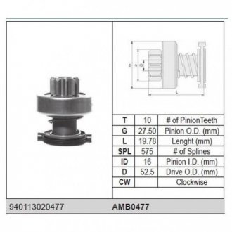 Купити Бендікс DB E 270, 32, ML 270, S 320, CDI SPRINTER 216, 316, 416, 2.3 [940113020477] MAGNETI MARELLI amb0477 (фото1) підбір по VIN коду, ціна 632 грн.