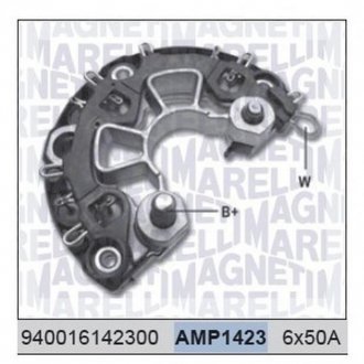 Випрямляч генератора TRUCK 16.210 CO MERCEDES-BENZ: TRUCK L1622 LS1938 LS2638 O500M OF1620 OF1721 OH14 [940016142300] MAGNETI MARELLI amp1423