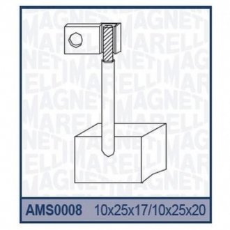 Ремкомплект (щітки) стартера(10x25x17) FORD IVECO FIAT TRACTOR MERCEDES TRUCK [940113190008] MAGNETI MARELLI ams0008