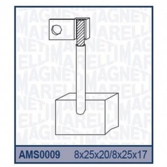 Ремкомплект (щетки) стартера (8x25x17)DAF TRUCK FIAT D FORD IVECO LEYLAND MAN MERCEDES OPEL D SCANIA D VOLVO [940113190009] MAGNETI MARELLI ams0009