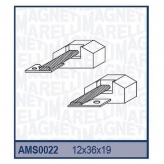 Ремкомплект (щітки) стартера (12x36x19) MAN: EL EM F MAN TGA MERCEDES MK NG SK TOURISMO [940113190022] MAGNETI MARELLI ams0022